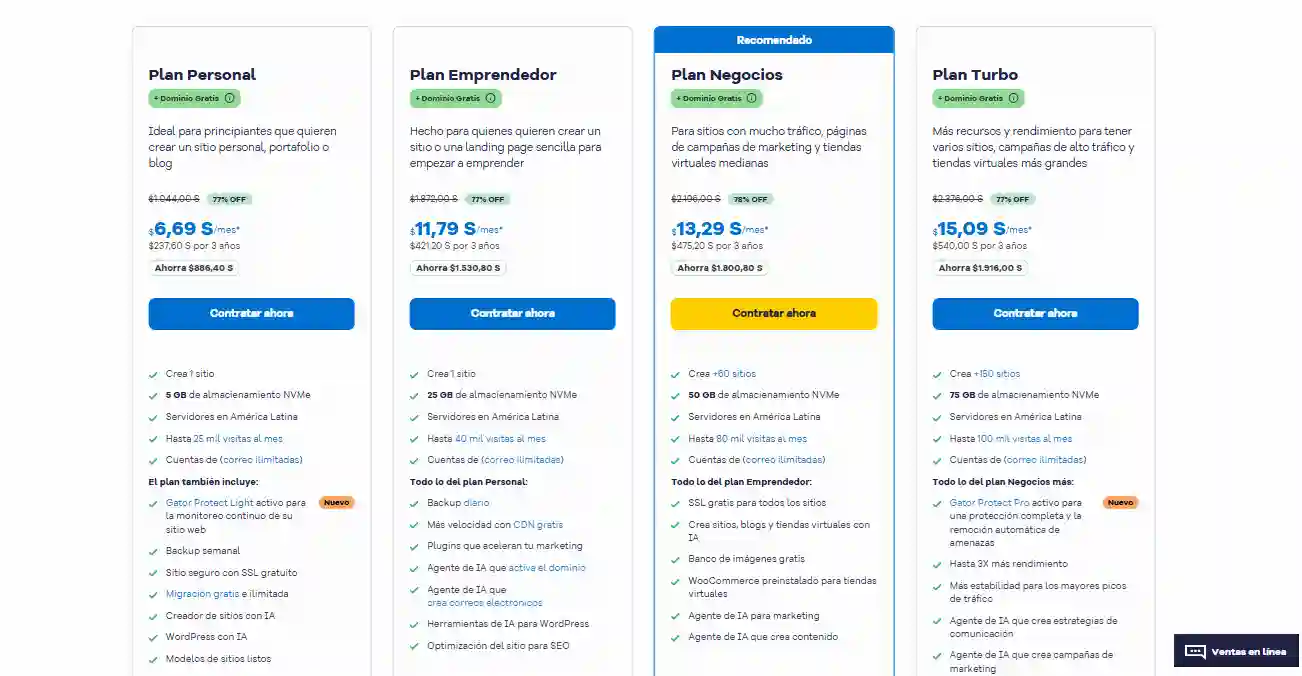 HostGator: precios y planes tradicionales basados en cPanel para Latinoamérica