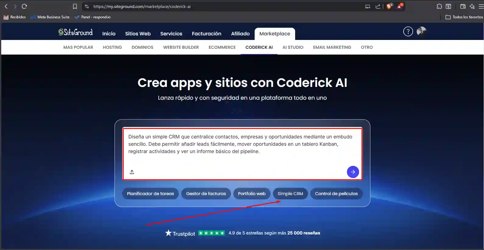 SiteGround Coderick AI creador de sitios web y aplicaciones con inteligencia artificial en 2026